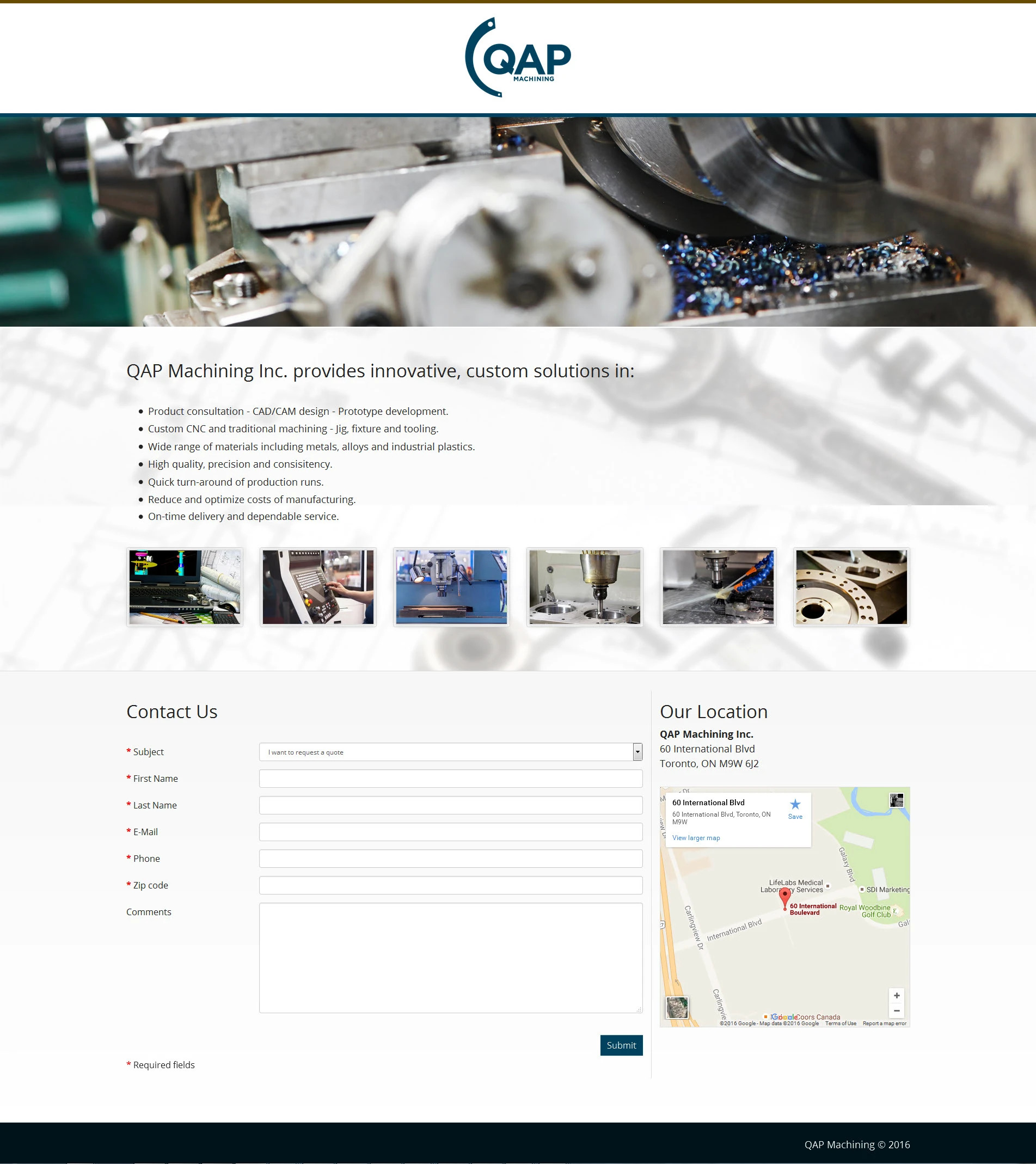 QAP Machining website design